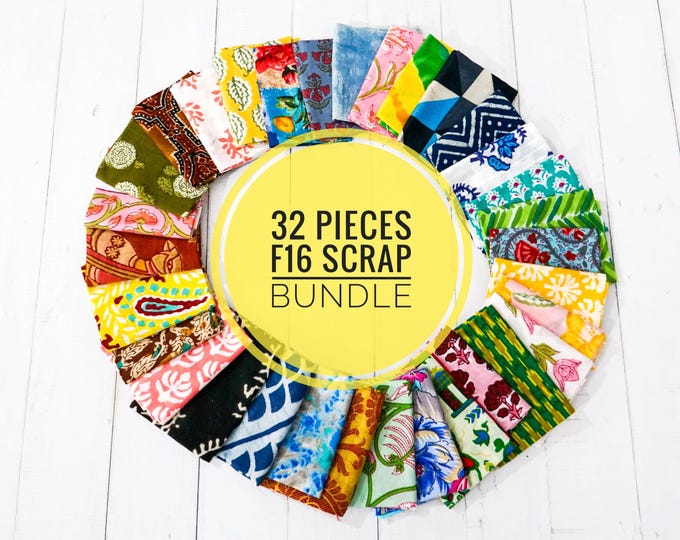 Mix Color Block Print Fat 16th Bundle: Assorted 32 Patterns Indian ...