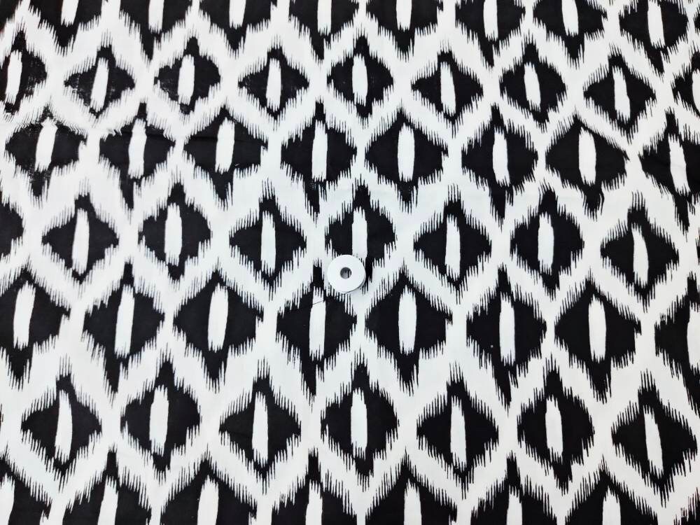 Black and white ikat print cotton fabric geometric fabric | Etsy