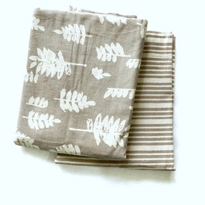 Dabu Gray Cotton Fabric, 100% Cotton, Pre-cut 2.5 Yards Hand Block Print Cotton Fabric,  Mud Resist,  floral and stripes,  Earthy tones