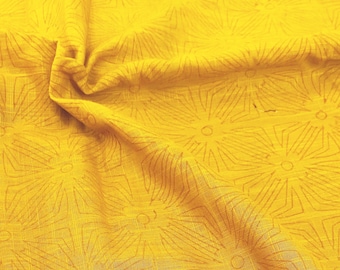 Dark Mustard Self Printed Textured Cotton Fabrics, Slub Cotton Indian Fabric, Sewing Quilting Crafting , 44 Inch Wide, Sold by Half Yard