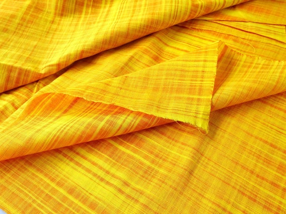 Yellow Slub Cotton Indian Handwoven Fabric Mustard Solid | Etsy