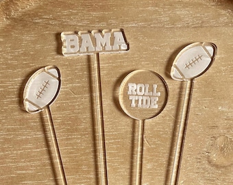 Bama Drink Stirrers | University of Alabama | Roll Tide College Football | Tailgate decor | Personalized Wedding Favor | swizzle stick