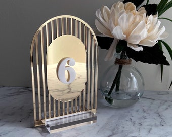 Stripped Arch Table Number / Black and White Wedding Decor / Gold Wedding Decor / Custom Table Number / Custom Wedding Sign / Custom Decor