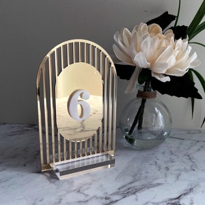 Stripped Arch Table Number / Black and White Wedding Decor / Gold Wedding Decor / Custom Table Number / Custom Wedding Sign / Custom Decor
