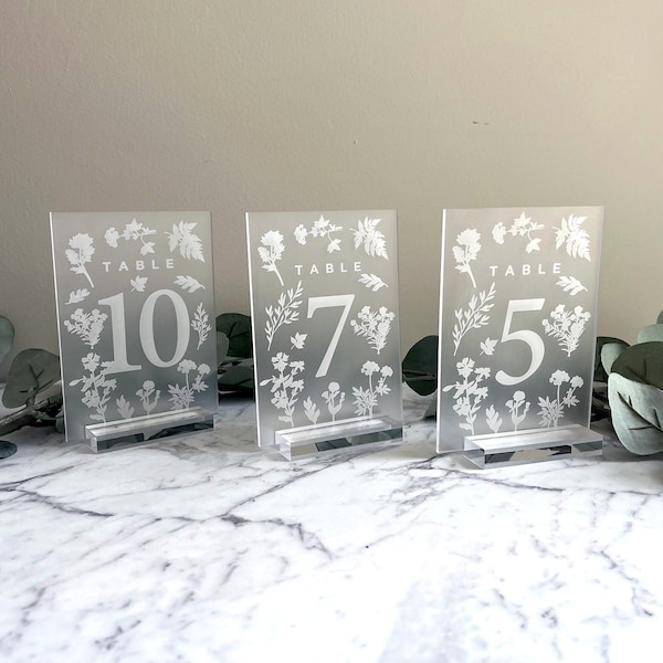 Wildflower Table Number / Garden Party Wedding Decor / Personalized Table Numbers / Rustic / Floral Table Number
