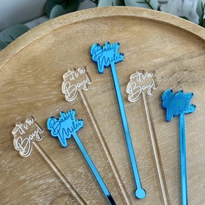 Custom Shower Drink Stirrers | Personalized Wedding Decor | Baby Shower | Bridal Shower | Metallic stirrer | Custom name drink mixer