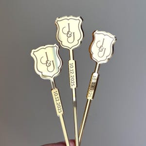 Wedding Logo Drink Stirrers | Personalized Wedding Decor | Gold swizzle stick | Custom name drink mixer | custom logo | wedding favor