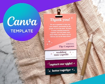 Wedding Menu Stack Digital Download Canva Template | Wedding Time Capsule | Wedding Photo Sharing Card | Custom menu | Personalized menu