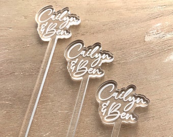 Custom Name Drink Stirrers | Personalized Wedding Decor | Stir Stick | Custom name drink mixer | Wedding Favor | Logo swizzle stick