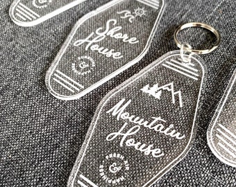 Custom House Keychain | Motel keychain | Mountain House | Lake House | Beach House | Realtor Gift | Airbnb | Rental House |  Farmhouse