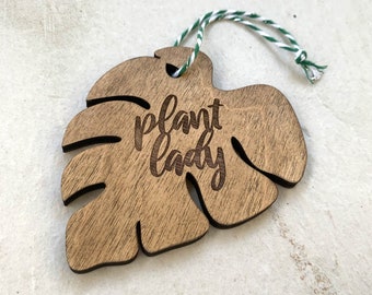 SALE: Plant Lady Ornament  / Monstera / Custom / Tropical Plant / Wood / Laser Cut / Christmas