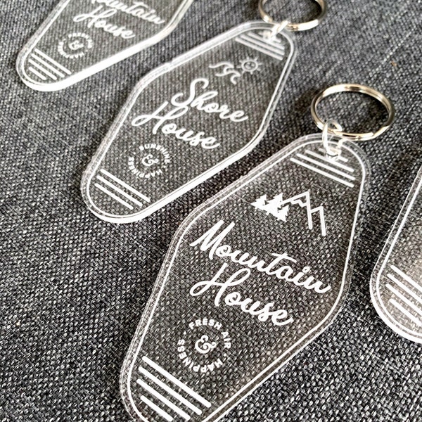 Custom House Keychain | Motel keychain | Mountain House | Lake House | Beach House | Realtor Gift | Airbnb | Rental House |  Farmhouse