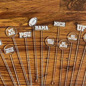 Custom Sport Drink Stirrers | College Tailgate Decor | NFL MLB NBA Superbowl Party | Personalized Sports Wedding Favor | stir stick