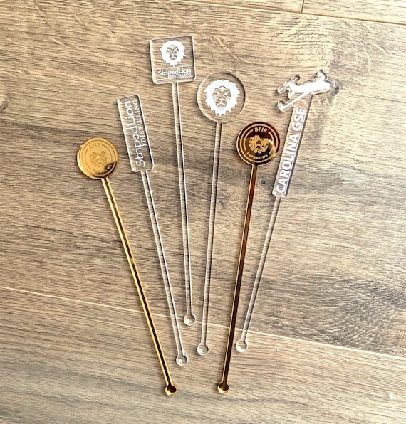 Custom Logo Drink Stirrers Personalized Wedding Decor Metallic Gold Drink  Stirrer Custom Name Drink Mixer College Favorite City 