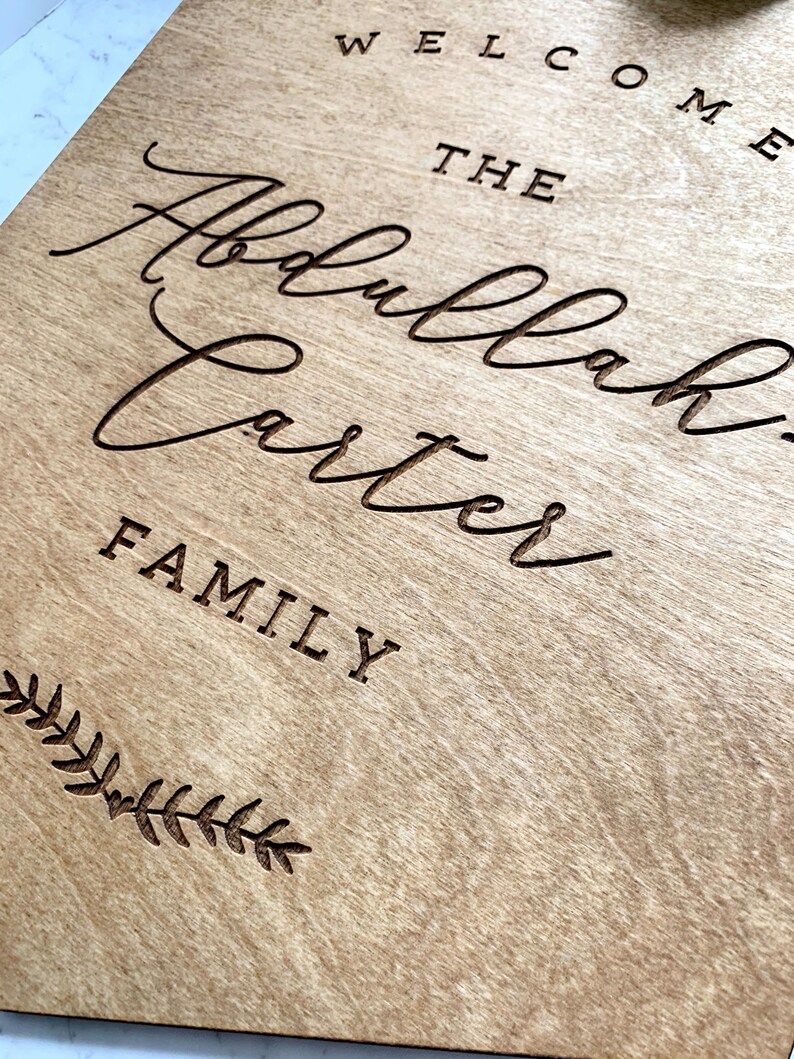 Last Name Sign Personalized Custom Front Door Sign Home Decor Engraved Wood Rustic Farmhouse Realtor Gift Housewarming