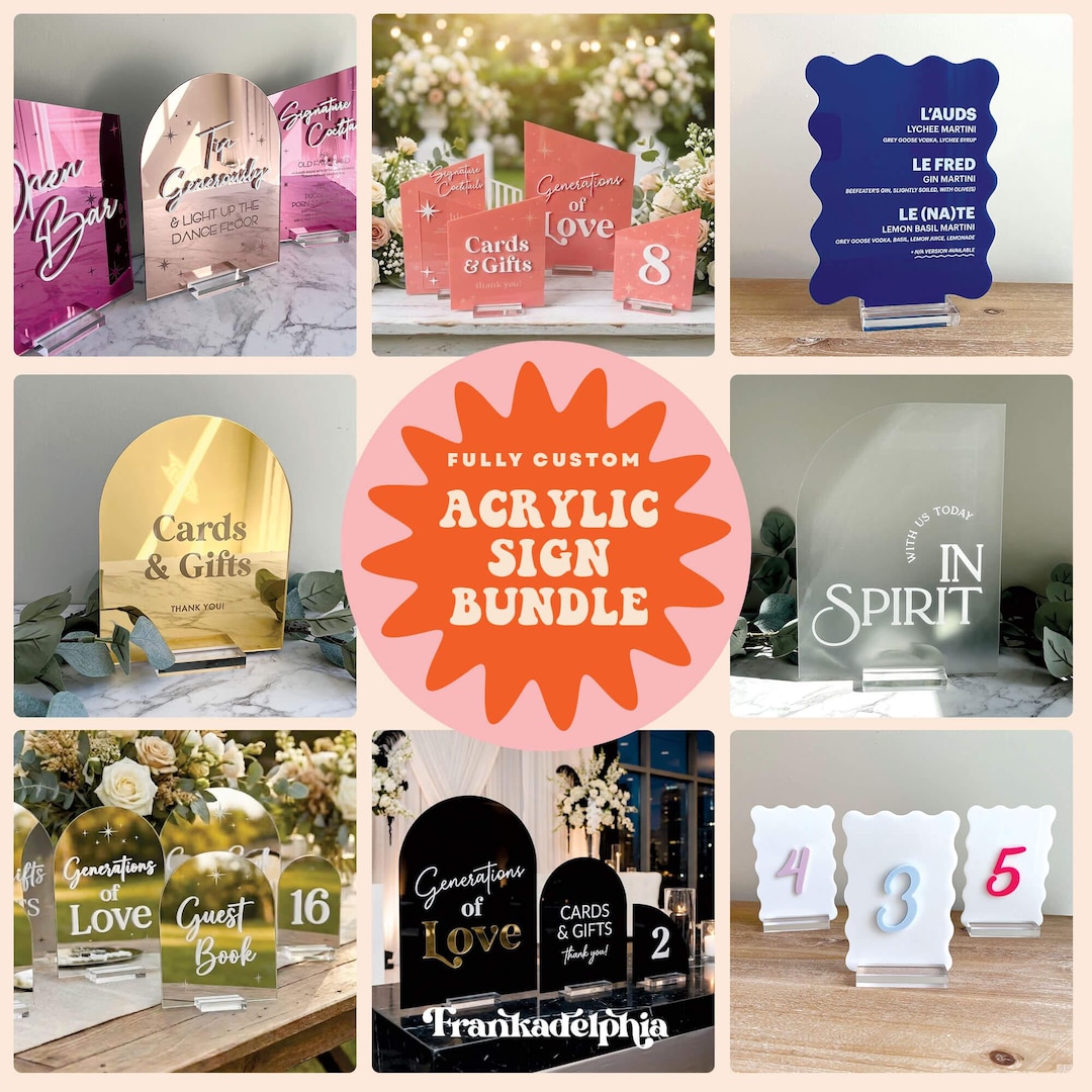 Sign Decor Set Wedding Sign Bundle | Custom Event Decor Package | Personalized Acrylic ...