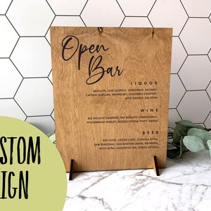 Engraved Bar Menu Sign / Custom Signature Drink Sign / Open | Etsy