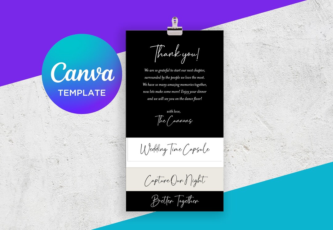 Neutral Menu Stack Canva Template | Custom Wedding Time Capsule ...