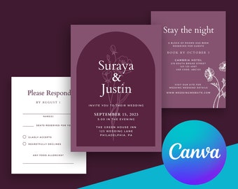 Canva Template Suraya Justin Wedding Invitation Suite | Wedding Invite Template Digital Download | editable invitation Frankadelphia