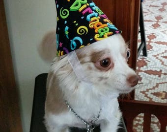Pet Happy Birthday Hat for Dog or Cat Sizes XS, S/M, L, XL Custom Made