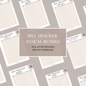 PRINTABLE Bill Tracker Annual Bundle - A5 & Letter