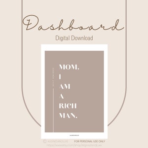 Minimal A5 Planner Dashboard PRINTABLE - &quot;Mom, I am a rich man&quot;