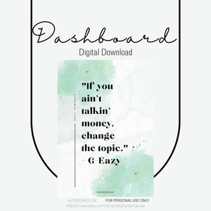 A5 Planner Dashboard - Digital Download - Finance - Pastel