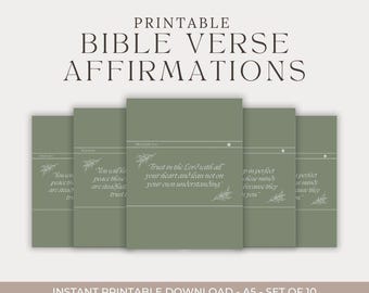 Bible Verse Affirmations Planner Dashboards - Digital Download set of 10 - A5 size