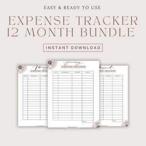 Printable A5 Expense Tracker - 12 Month Bundle - Minimal, Neutral, Printable