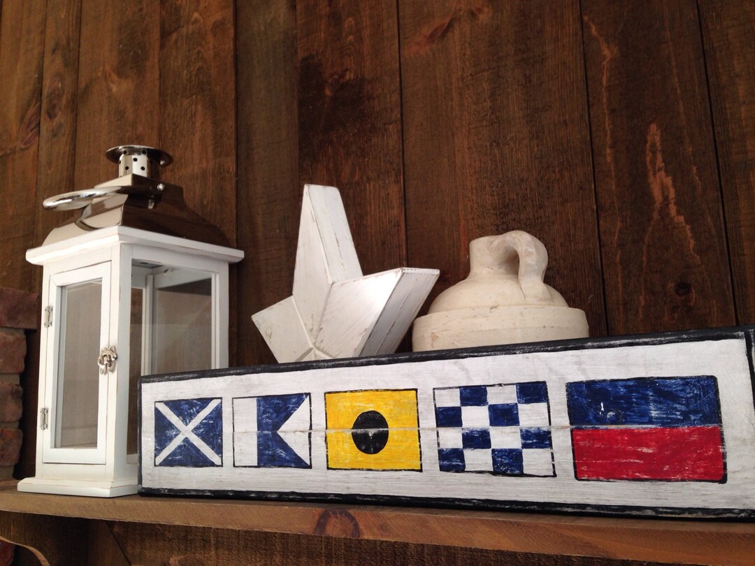 Custom Nautical Signal Flag Wooden Sign Personalized Sign, Nautical