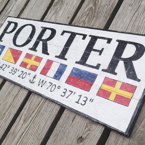 Panneau de coordonnées GPS nom drapeau nautique personnalisé - panneau drapeau marin personnalisé, panneau gps nautique, panneau de signalisation