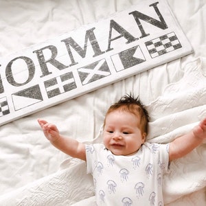 Personalized Nautical Nursery Flag Name wooden sign - personalized baby name flag sign, nautical nursery sign, baby name sign