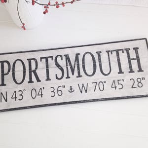 Personalized GPS Coordinates Sign - nautical decor, nautical sign, custom gps sign, custom name sign, Portsmouth NH