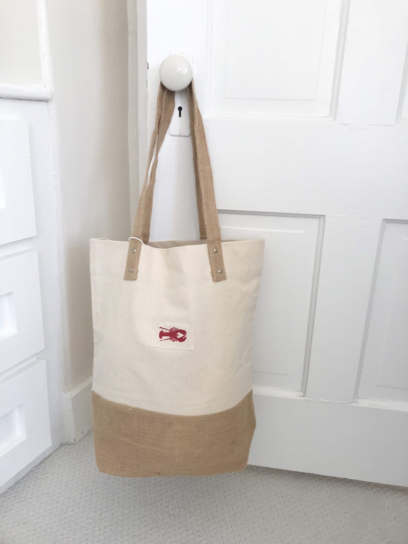 Red Lobster Tote Bag Jute and Canvas tote bag 2 styles