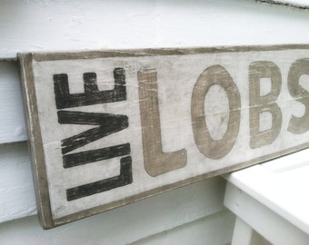 LIVE LOBSTERS Wooden Sign - lobsters sign, lobter pound sign, maine lobster, nautical sign