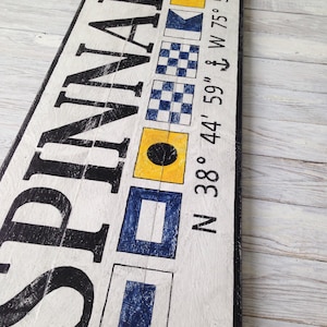 Personalized Nautical Flag Name GPS Sign - personalized nautical flag sign, nautical flag wall art, nautical wedding gift, signal flag sign