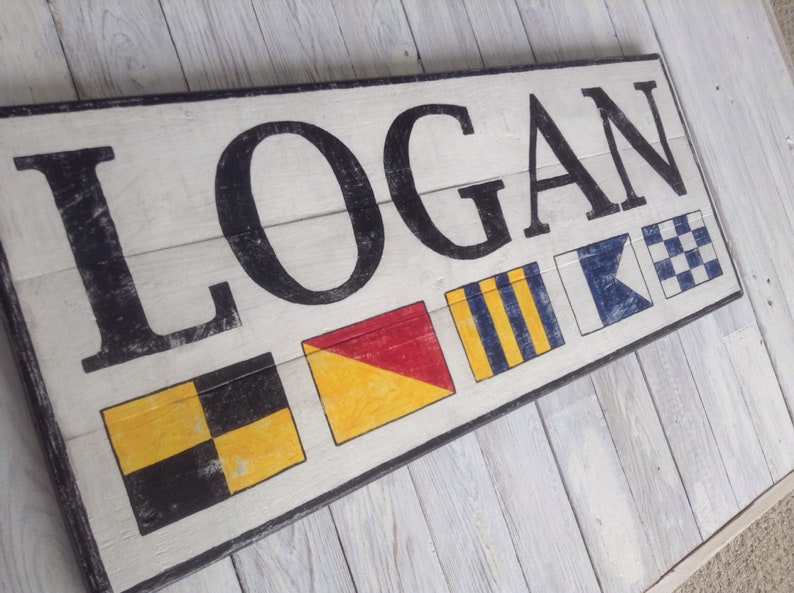 Custom Nautical Flag Name Wooden Sign Personalized Nautical Etsy