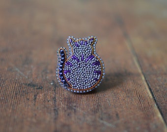 Broche colorée de chat tigré, broche de broderie de perles pour les amoureux des chats, cadeau de fête des mères, bijoux de maman de chat