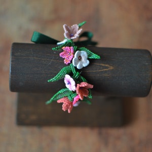 Pink Flower Garland Bracelet, Summer Floral Jewellery image 2