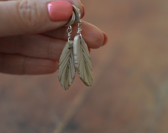 White Feather Boho Earrings, Bohemian Valentine's Day Gift for Girlfriend