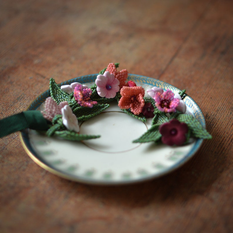 Pink Flower Garland Bracelet, Summer Floral Jewellery image 1