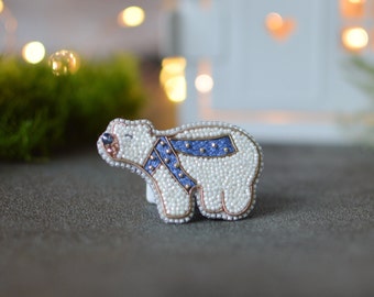 Polar Bear Cute Embroidered Pin Brooch