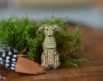 Whippet Embroidered Brooch, Pet Dog Pin Gift for Mum