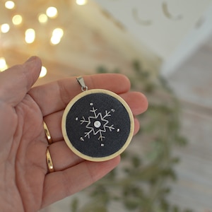 Embroidered Snowflake Necklace, image 1