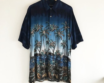 Vtg 90's PIERRE CARDIN Hawaiian Shirt - Tropical Design Oversized Shirt - Soft Comfy Fabric - Short Sleeves - All Original Buttons - Sz. XL