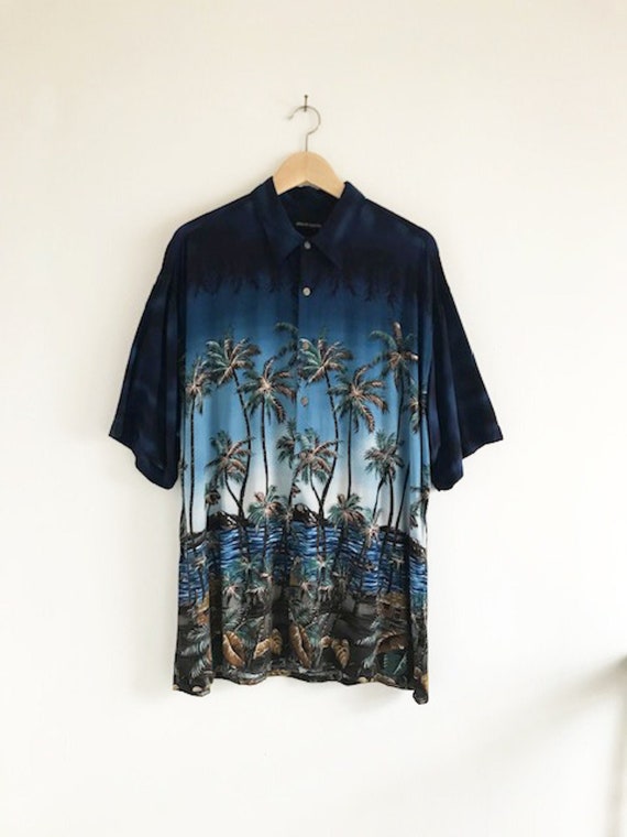 Vtg 90's PIERRE CARDIN Hawaiian Shirt - Tropical Design Oversized Shirt - Soft Comfy Fabric - Short Sleeves - All Original Buttons - Sz. XL