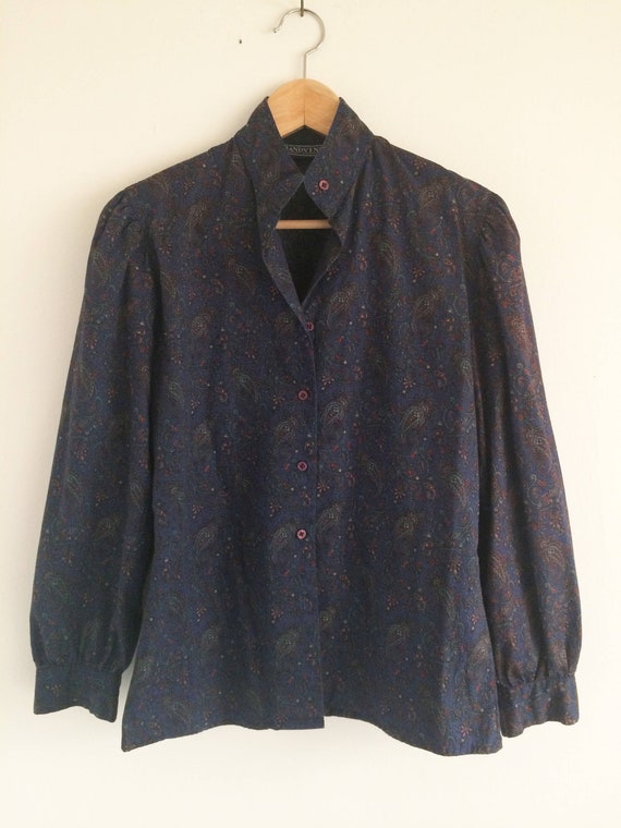 Vintage 70's Paisley Blouse w/ Puff Sleeve by Land