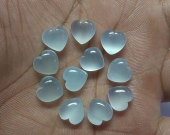 Natural Aqua Chalcedony Heart Shape Carving Gemstone for Jewelry Making