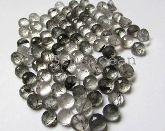 Lot of Stunning 25 Pieces AAA Quality Black Rutile 4X4 mm round Rose Cut Loose Gemstone Calibrated