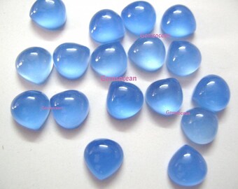 AAA Quality 10 Pieces Natural Aqua Chalcedony 17x17 mm Trillion cabochons Loose Gemstone Calibrated